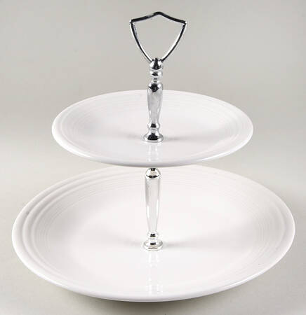 Fiesta White (Intro 1986) 2 Tiered Serving Tray (Dinner & Salad Plate)