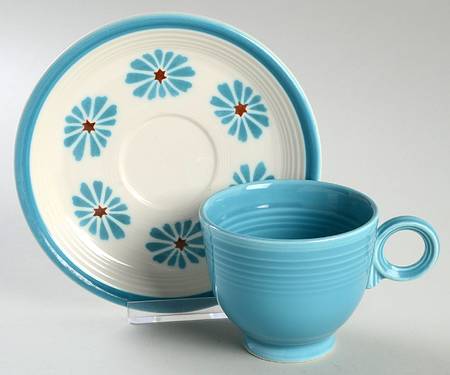 Fiesta Hawaiian Daisy Flat Cup & Saucer Set