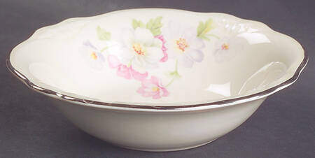 Fluffy Rose 1 (Platinum Trim) Fruit/Dessert (Sauce) Bowl by Homer Laughlin 