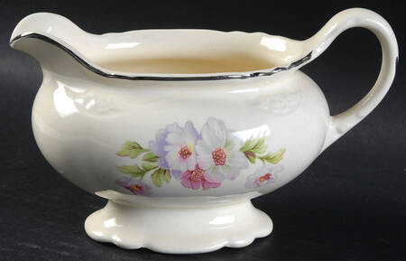 Fluffy Rose 1 (Platinum Trim) Creamer by Homer Laughlin 