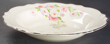 Fluffy Rose 1 (Platinum Trim) Rim Soup Bowl
