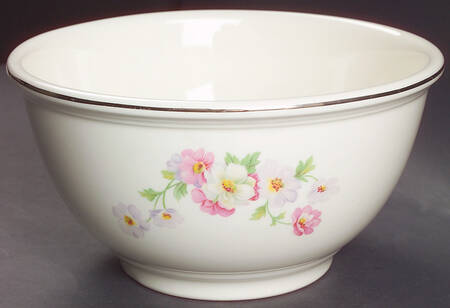 Fluffy Rose 1 (Platinum Trim) 8" Mixing Bowl by Homer Laughlin 