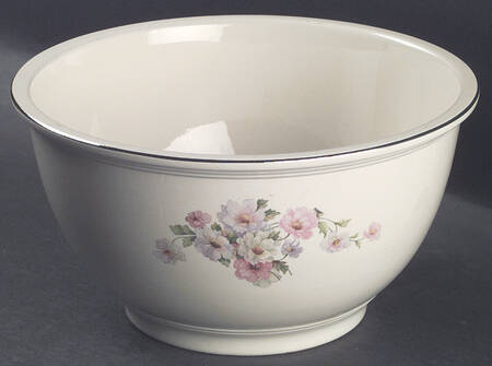 Fluffy Rose 1 (Platinum Trim) 10" Mixing Bowl by Homer Laughlin 