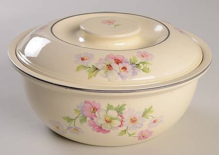 Fluffy Rose 1 (Platinum Trim) 1 Qt Round Covered Casserole