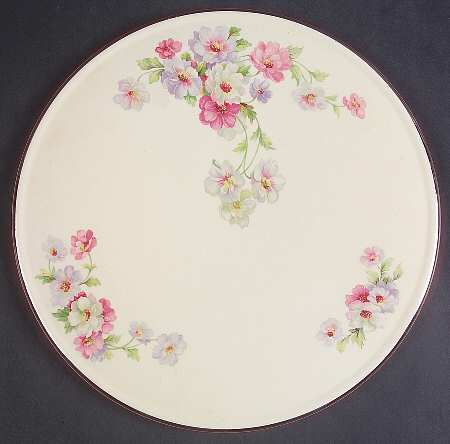Fluffy Rose 1 (Platinum Trim) Cake Plate by Homer Laughlin 