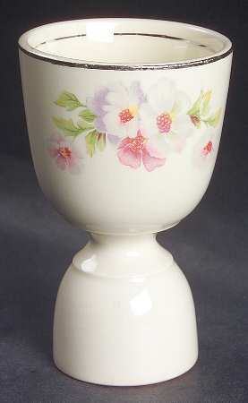 Fluffy Rose 1 (Platinum Trim) Double Egg Cup by Homer Laughlin 