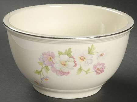 Fluffy Rose 1 (Platinum Trim) 6" Mixing Bowl by Homer Laughlin 
