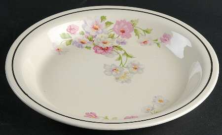 Fluffy Rose 1 (Platinum Trim) Pie Serving Plate by Homer Laughlin 