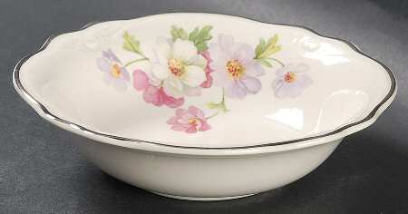 Fluffy Rose 1 (Platinum Trim) Fruit/Dessert (Sauce) Bowl by Homer Laughlin 