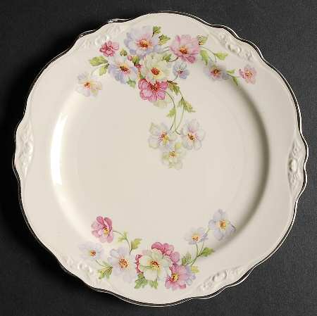 Fluffy Rose 1 (Platinum Trim) Salad Plate