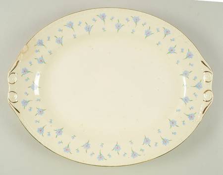 Forget-Me-Not (Gold Trim) 11" Oval Serving Platter