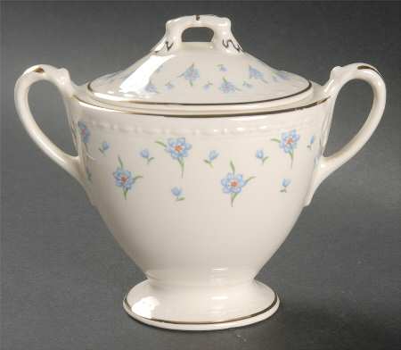 Forget-Me-Not (Gold Trim) Sugar Bowl & Lid