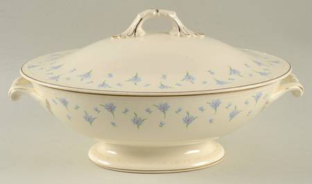 Forget-Me-Not (Gold Trim) Oval Covered Vegetable