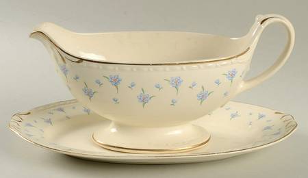 Forget-Me-Not (Gold Trim) Gravy Boat & Underplate