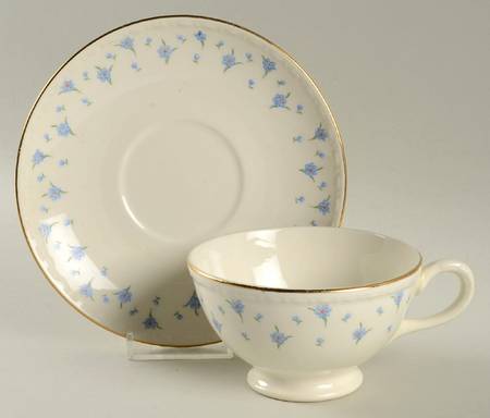 Forget-Me-Not (Gold Trim) Footed Cup & Saucer Set