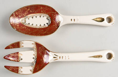 Formal Rust Red 2 Piece Salad Set, Solid Piece