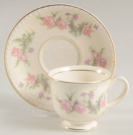 Heather Rose (Eggshell Georgian) Footed Demitasse Cup & Saucer Set