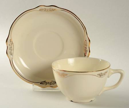 Gold Rose Flat Cup & Saucer Set