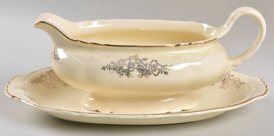 Golden Rose 2 (Virginia Rose Shape) Gravy Boat & Underplate/Relish