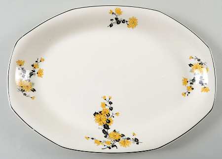 Golden Rose (Yellow Floral) 13" Oval Serving Platter