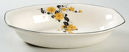 Golden Rose (Yellow Floral) 9" Oval Vegetable Bowl