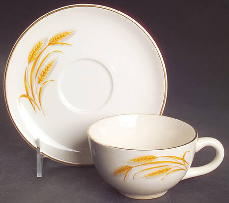 Golden Wheat Flat Cup & Saucer Set by Homer Laughlin 