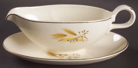 Golden Wheat (Rhythm Shape) Gravy Boat & Underplate/Relish