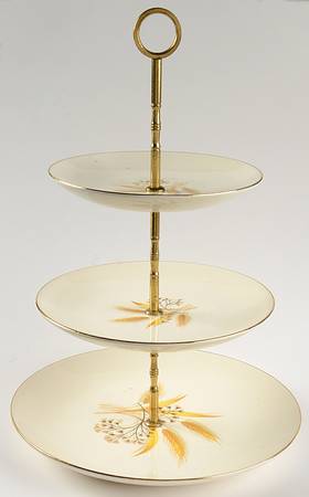 Golden Wheat (Rhythm Shape) 3-Tiered Serving Tray (LP, SP, BB)