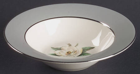Gray Dawn (White Flower) Rim Fruit/Dessert (Sauce) Bowl