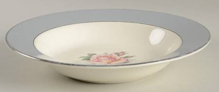 Gray Dawn (White Flower) Rim Soup Bowl