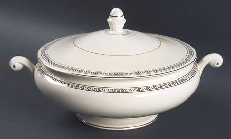 Greek Key Round Covered Vegetable