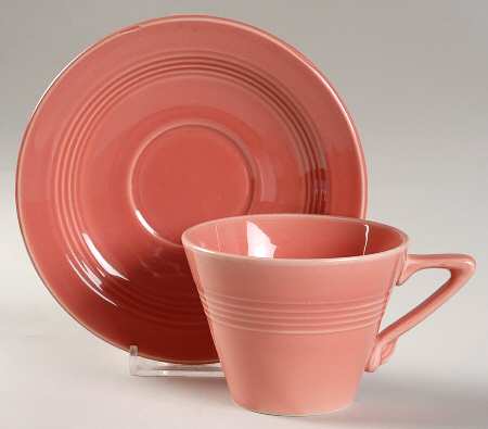 Harlequin Coral (Newer) Flat Cup & Saucer Set