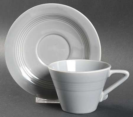 Harlequin Grey Flat Cup & Saucer Set