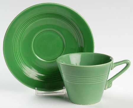 Harlequin Light Green Flat Cup & Saucer Set
