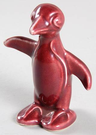 Harlequin Maroon Penguin Figurine