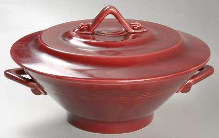 Harlequin Maroon Round Covered Vegetable