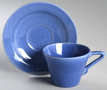 Harlequin Mauve Blue Flat Cup & Saucer Set