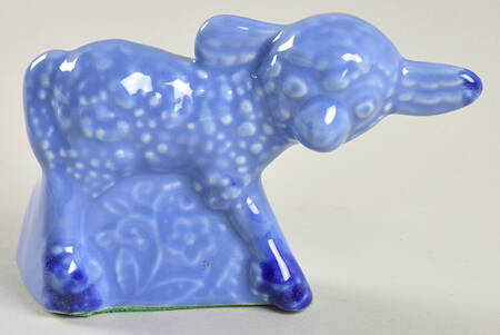 Harlequin Mauve Blue Lamb Figurine