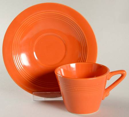 Harlequin Red Flat Demitasse Cup & Saucer Set