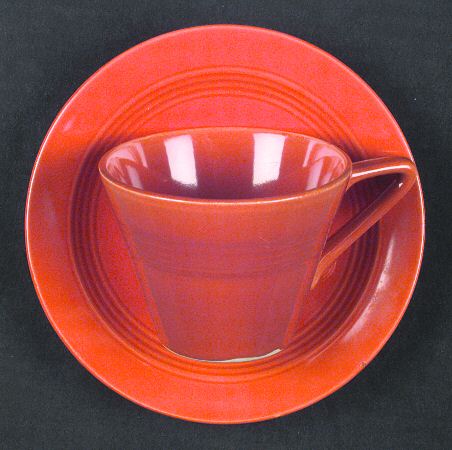 Harlequin Red Flat Cup & Saucer Set