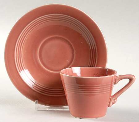 Harlequin Rose Flat Demitasse Cup & Saucer Set by Homer Laughlin 