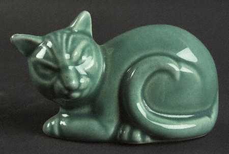 Harlequin Spruce Green Cat Figurine