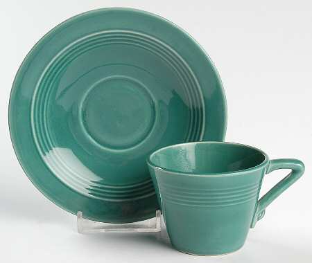 Harlequin Spruce Green Flat Demitasse Cup & Saucer Set
