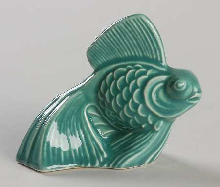 Harlequin Spruce Green Fish Figurine