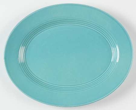 Harlequin Turquoise (Older) 11" Oval Serving Platter