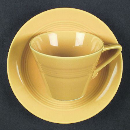 Harlequin Yellow (Older) Flat Cup & Saucer Set