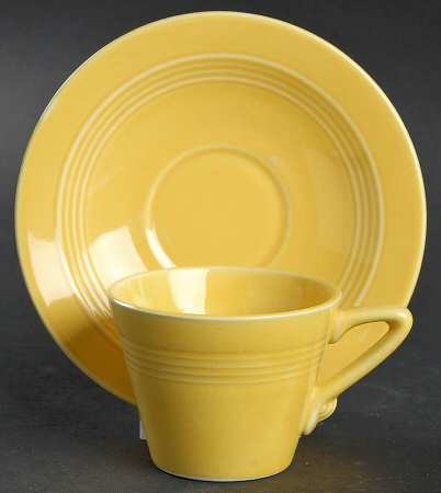 Harlequin Yellow (Older) Flat Demitasse Cup & Saucer Set