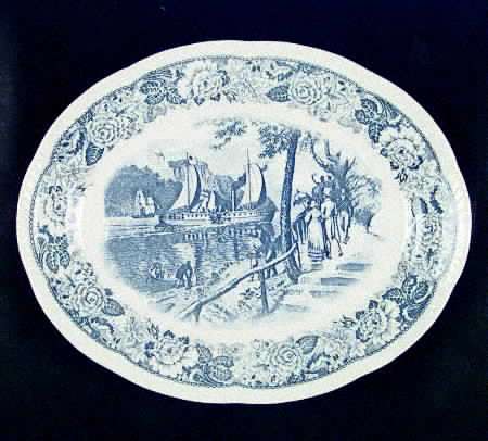 Historical America Blue (Scalloped) 11" Oval Serving Platter