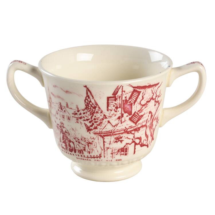 Historical America Red (Scalloped) Sugar Bowl No Lid