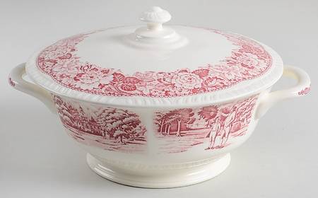 Historical America Red (Scalloped) Round Covered Vegetable